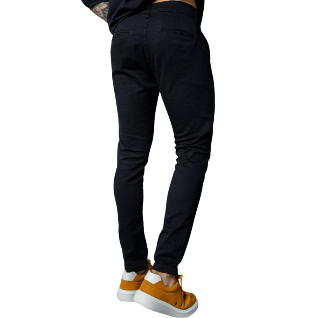 Calça Masculina Esporte Fino De Sarja Preta Com Bolso Faca Légende