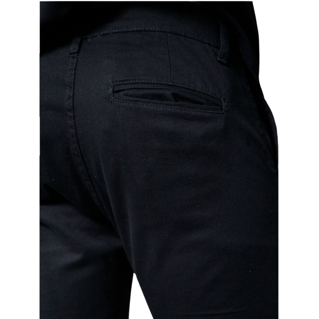 Calça Masculina Esporte Fino De Sarja Preta Com Bolso Faca Légende