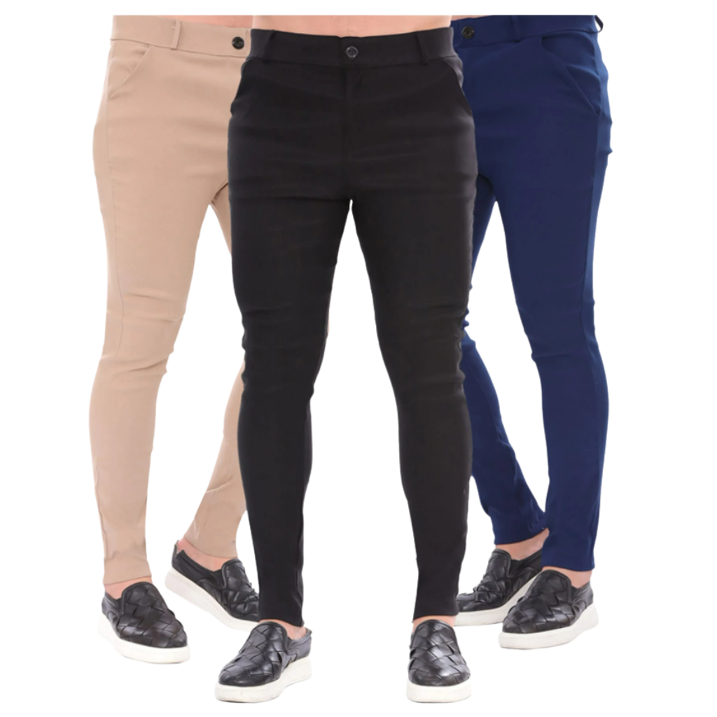 Kit 3 Calças Alfaiataria Masculina Super Skinny Svelt