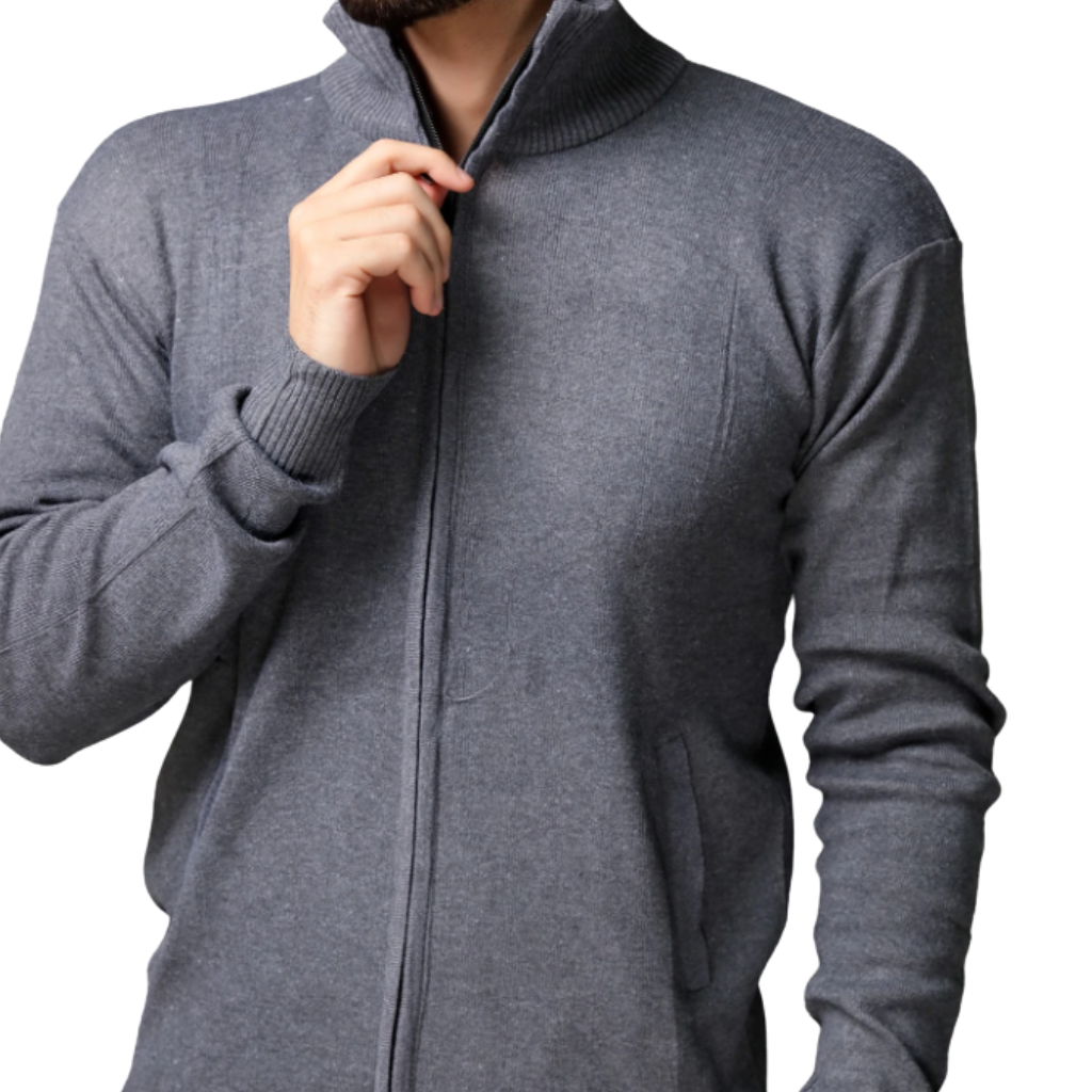 Suéter Masculino Liso Com Ziper