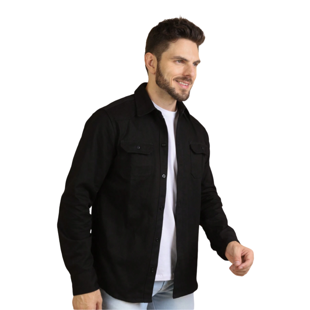 Camisa Jeans Masculino Slim Social Manga Longa
