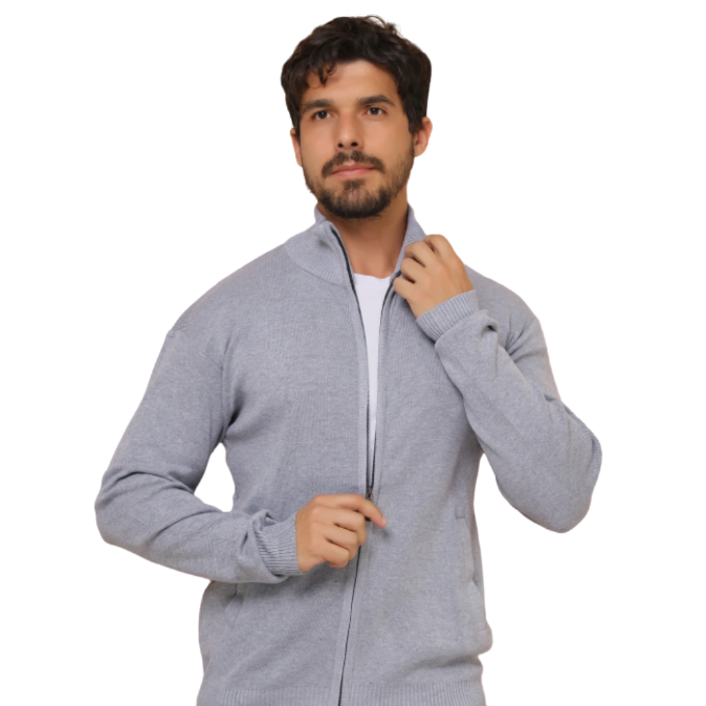 Suéter Masculino Liso Com  Ziper
