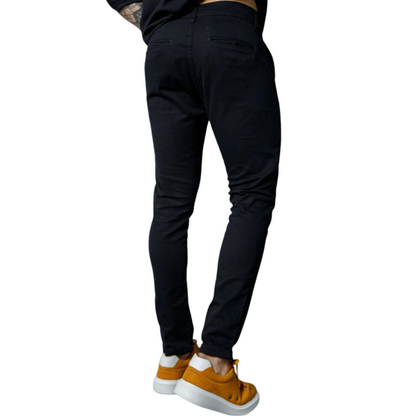 Calça Masculina Esporte Fino De Sarja Preta Com Bolso Faca Légende
