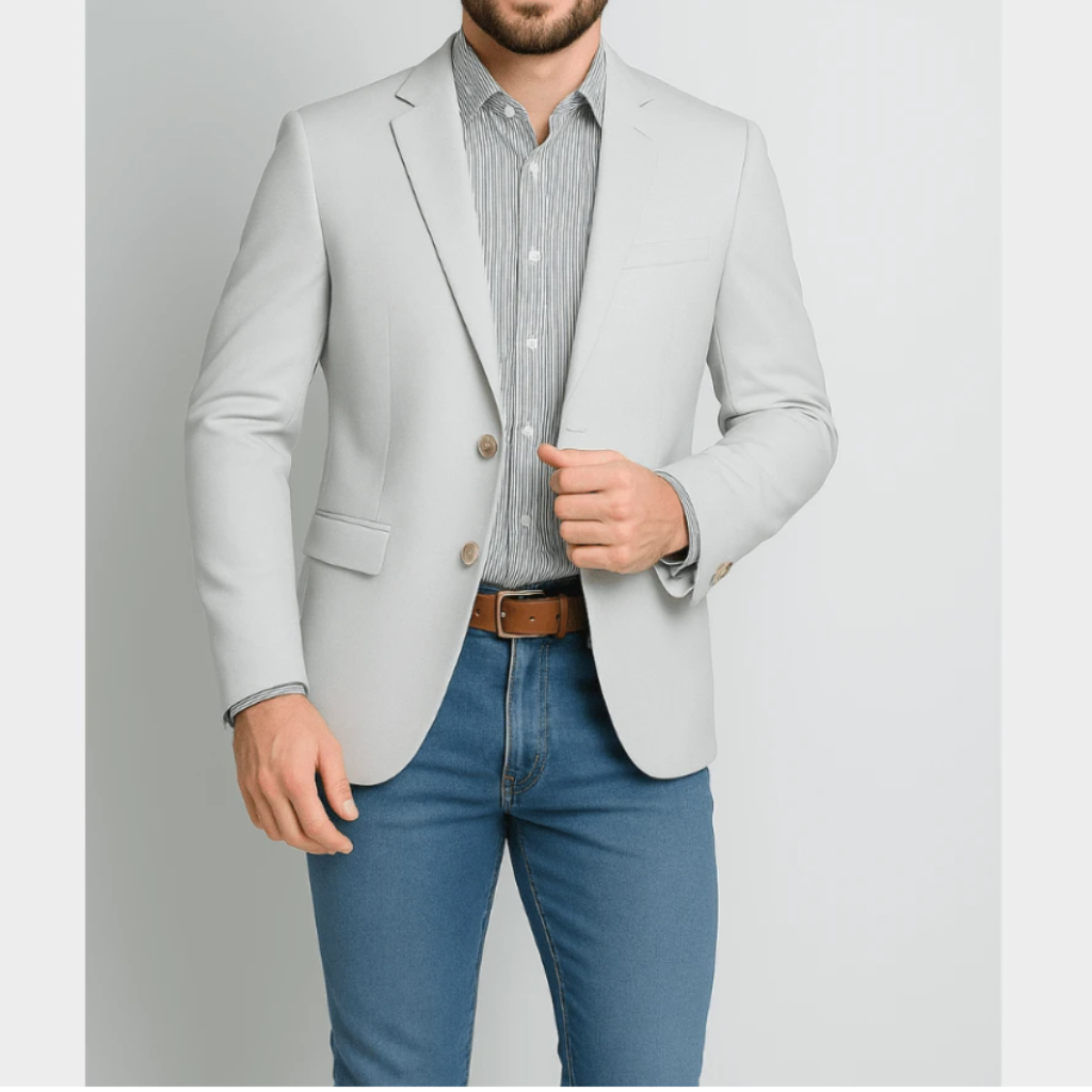 Blazer Masculino Slim Fit Linho Cinza Elegante Outono/Inverno