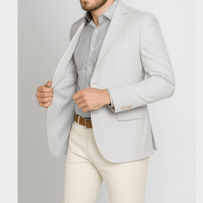 Blazer Masculino Slim Fit Linho Cinza Elegante Outono/Inverno