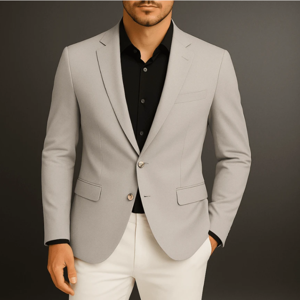 Blazer Masculino Slim Fit Linho Cinza Elegante Outono/Inverno