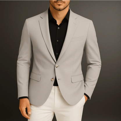 Blazer Masculino Slim Fit Linho Cinza Elegante Outono/Inverno